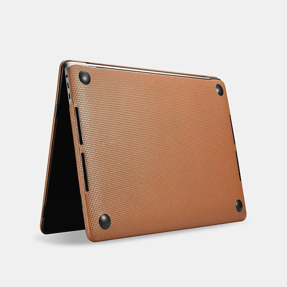 Black first layer cowhide cross pattern ultra-thin leather sleeve for Apple MacBook Pro 13
