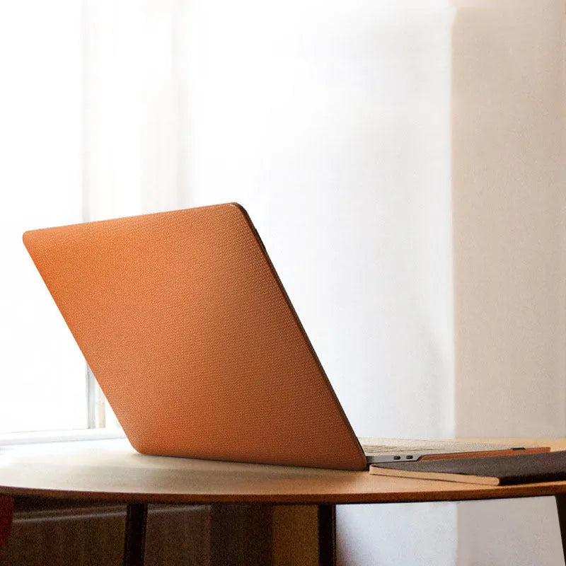 Black first layer cowhide cross pattern ultra-thin leather sleeve for Apple MacBook Pro 13