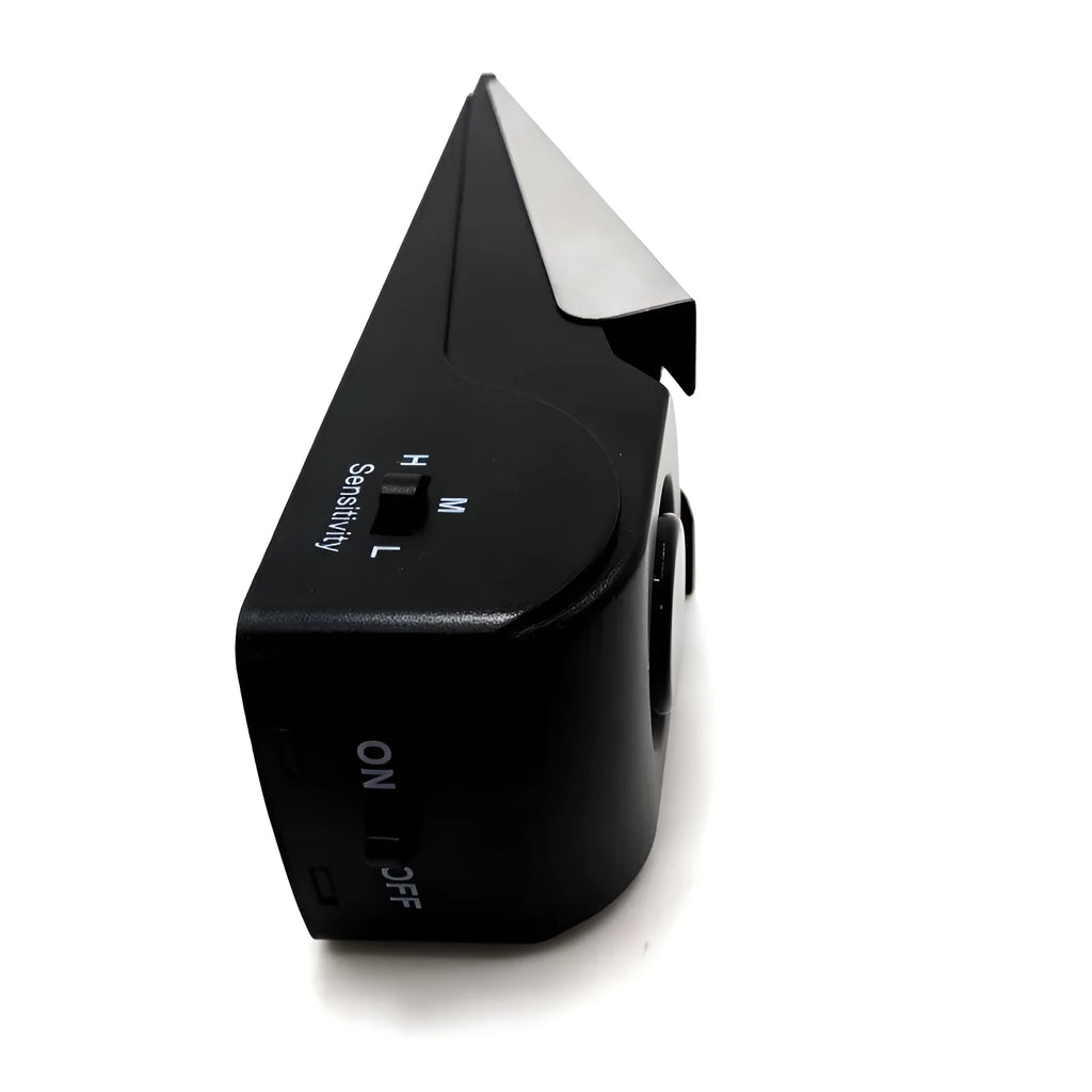Black 120dB door stop alarm with stainless steel cover and wedge shape