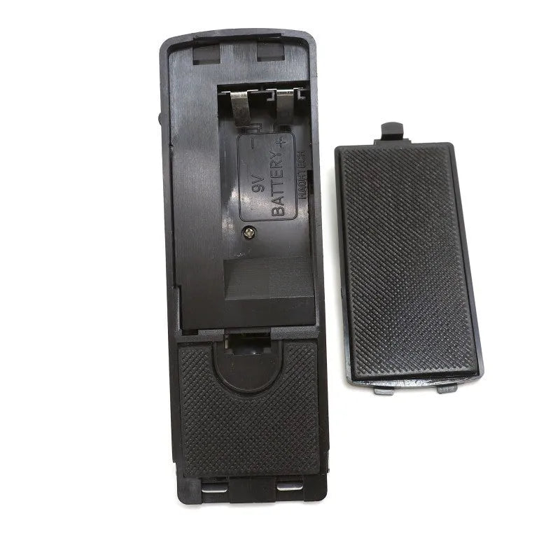 Black 120dB door stop alarm with stainless steel cover and wedge shape