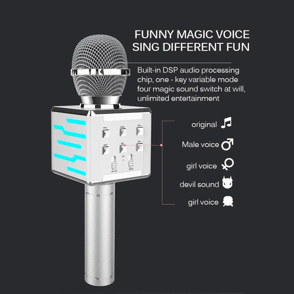 Wireless Bluetooth condenser microphone in gold with super cardioid pickup, 25cm length