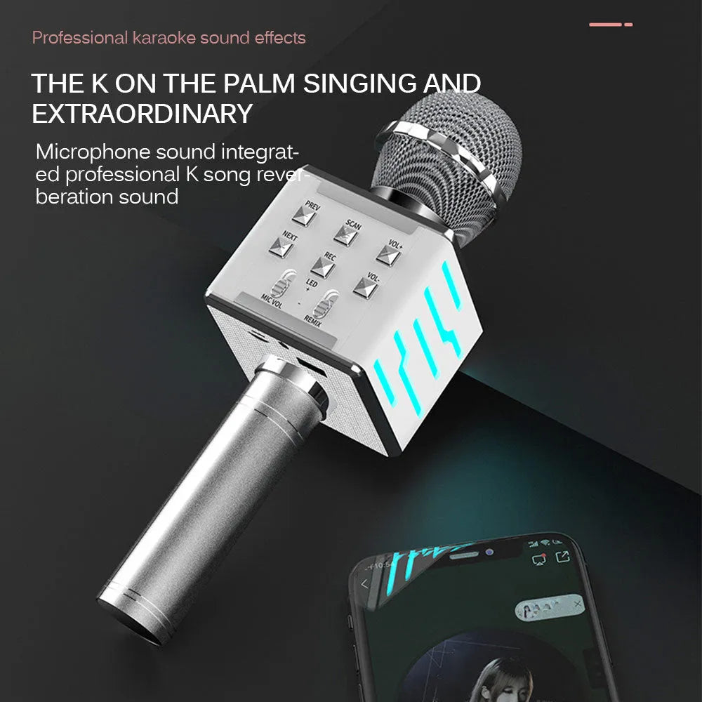 Wireless Bluetooth condenser microphone in gold with super cardioid pickup, 25cm length