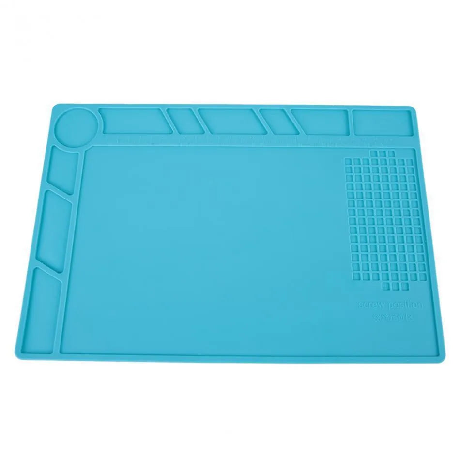 Blue silicone anti-slip desk mat for watch repair with textured surface