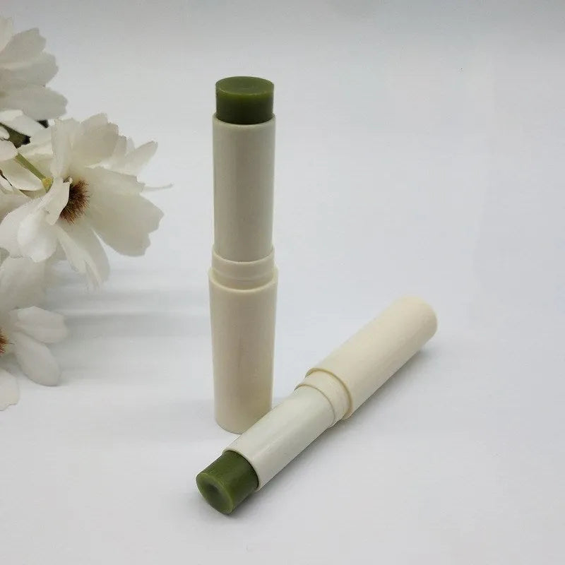 Green Juice VE lip balm in dark green tube, moisturising plant lip balm with vitamin E