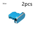 Aluminium alloy dust plug for iPhone charging port in gold, silver, blue, red, grey, black, and rose gold colours.
