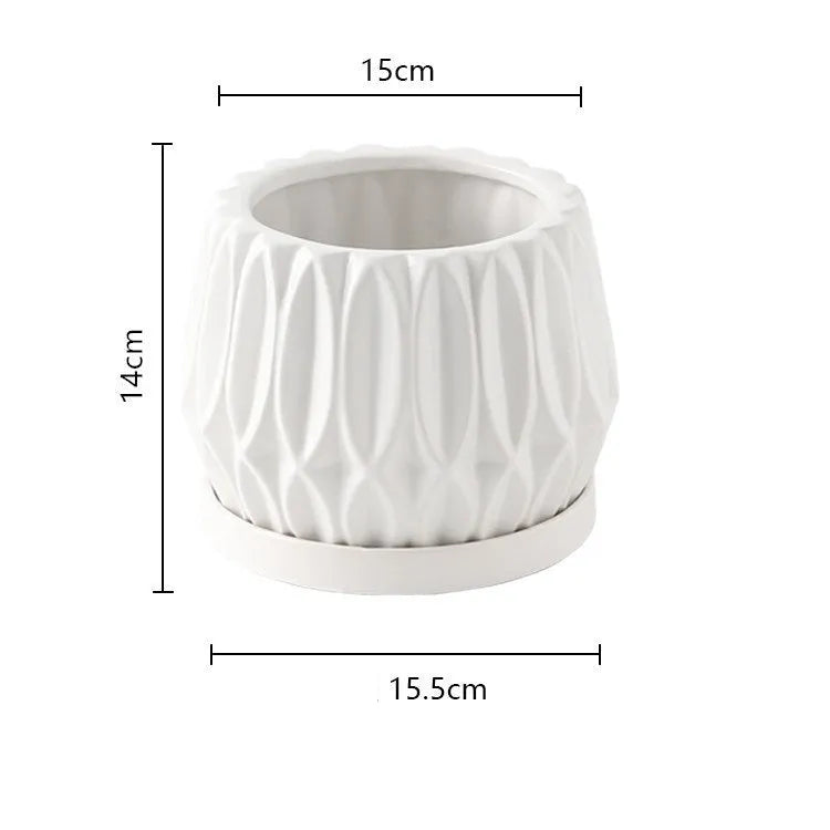 Medium grey ceramic flower pot for tabletop or floor plant display
