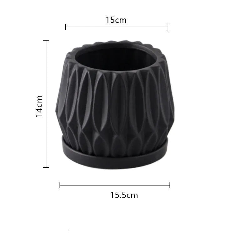 Medium grey ceramic flower pot for tabletop or floor plant display