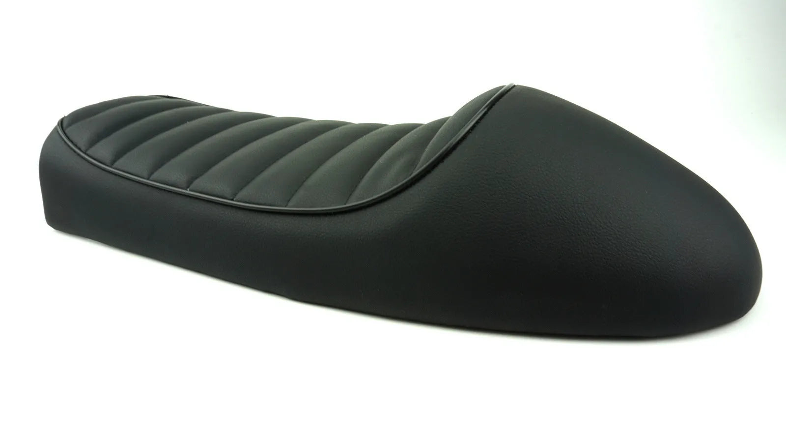 Black retro motorcycle hump seat pedestal with artificial leather surface and black pipe trim