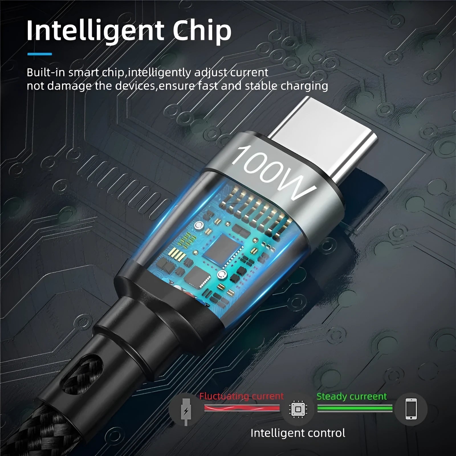 USB-C fast charging data cable 2 metres long in grey black colour on white background