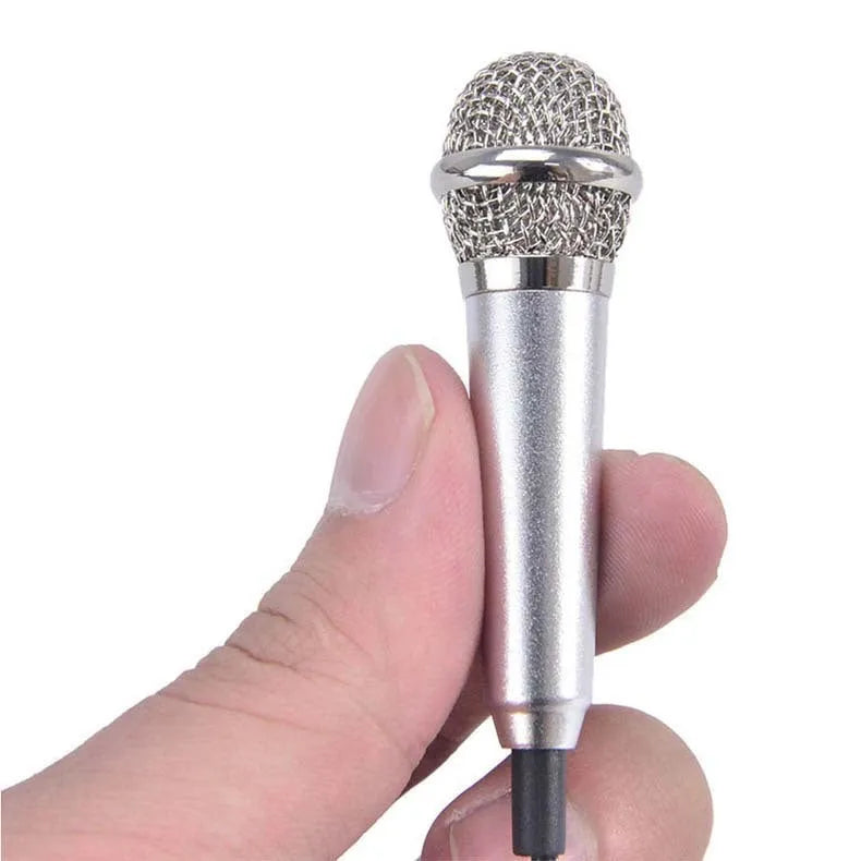 T3 mini condenser microphone with 3.5mm jack in blue, gold, red, and silver colour options.