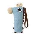 Blue canvas Coconut Horse pencil case with large capacity open showing pens and pencils inside