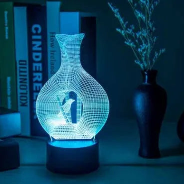 Creative 3D acrylic LED night light with colour-changing modes on an ABS base.