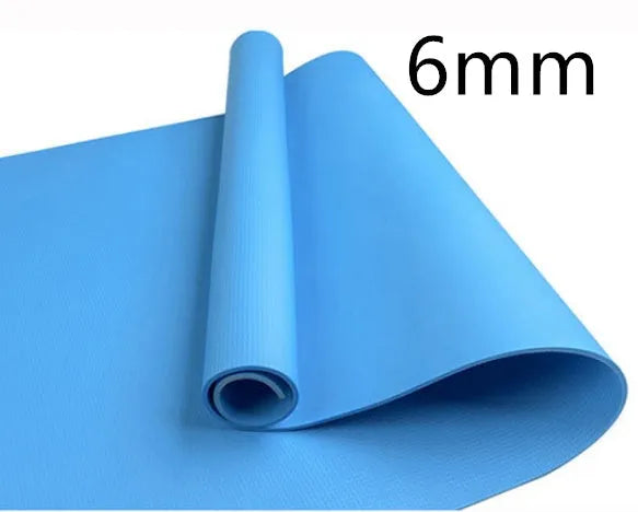 Red EVA fitness yoga mat, 173cm long, shown flat on a wooden floor.