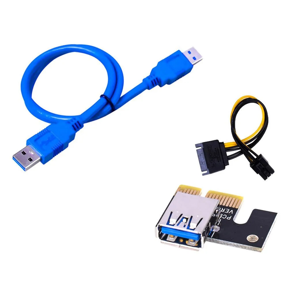 Blue PCI-E 1X to 16X riser cable with 60cm copper core wire and USB interface