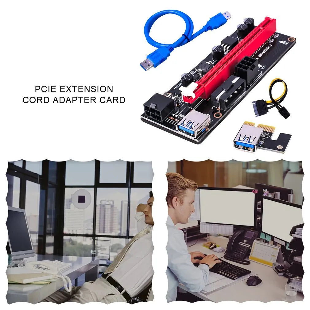 Blue PCI-E 1X to 16X riser cable with 60cm copper core wire and USB interface