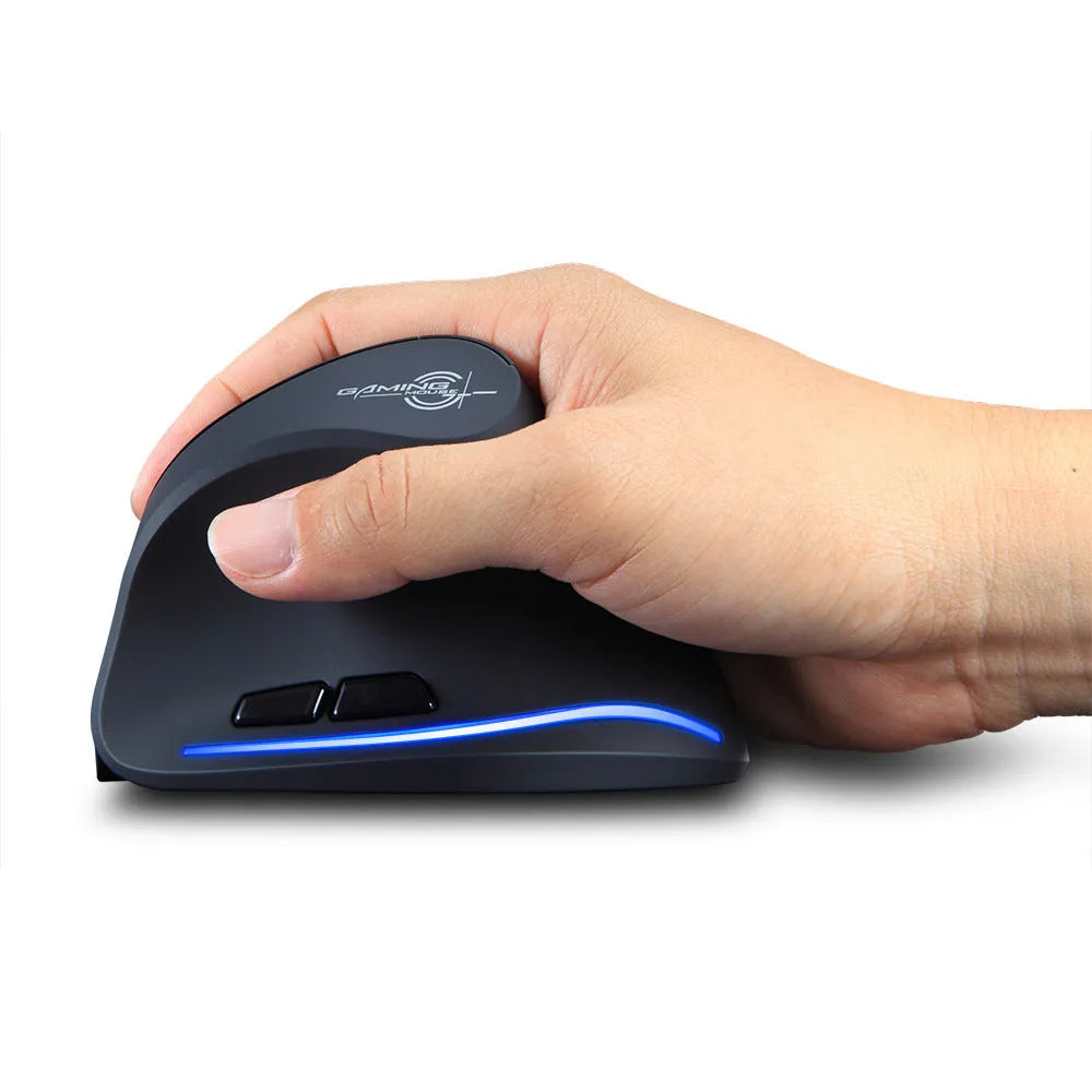 Wireless Charging 6-Button Vertical Gaming Mouse F35 in black with USB receiver and charging base