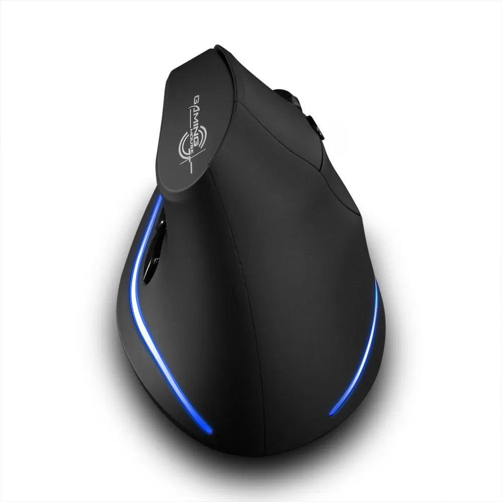 Wireless Charging 6-Button Vertical Gaming Mouse F35 in black with USB receiver and charging base