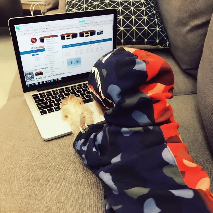Red and blue cotton dog sweater by Pupreme Pawmain, sizes S to XXL, for small and medium pets