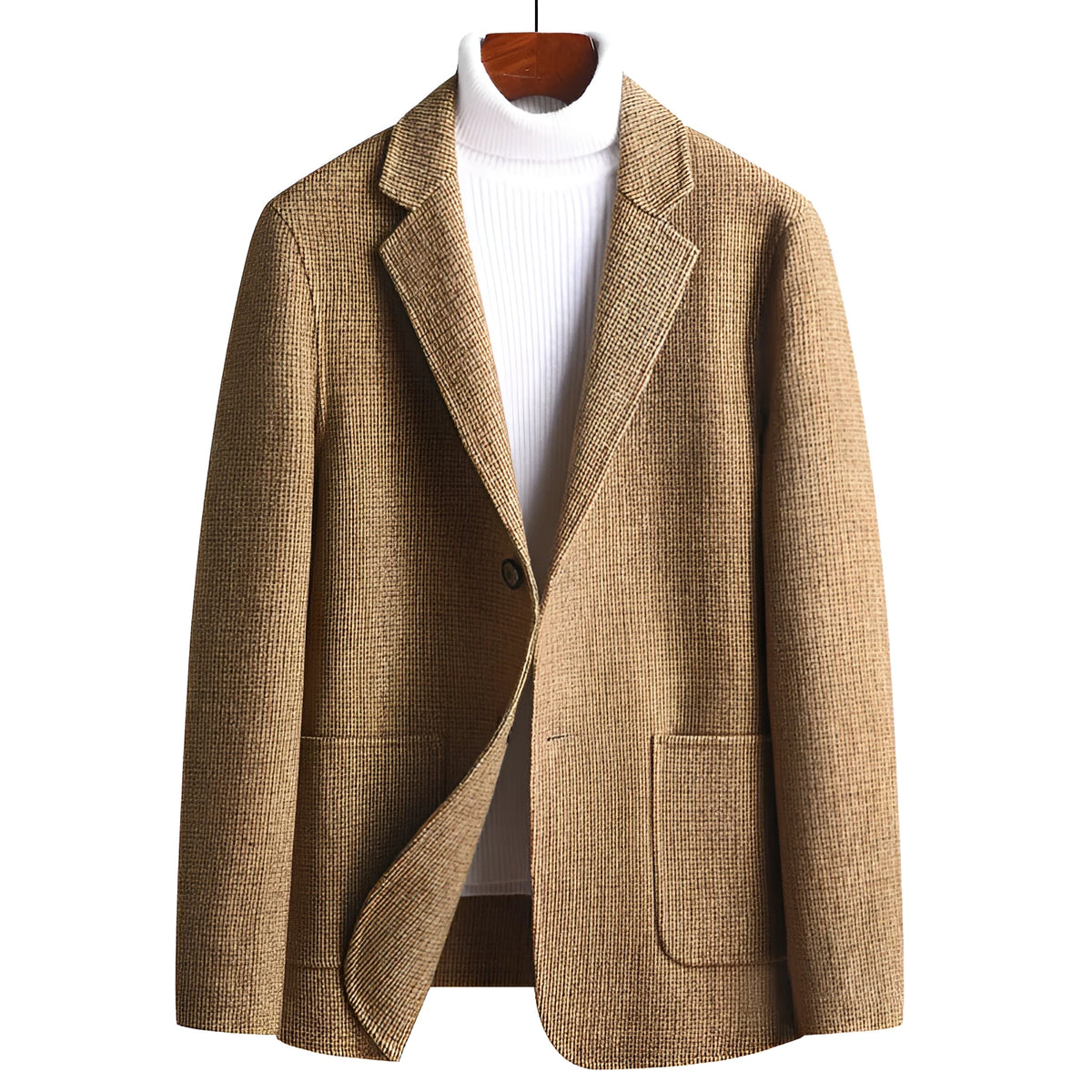 Handmade double-sided cloth suit in woolen plaid, Korean style, two-button front, M-3XL