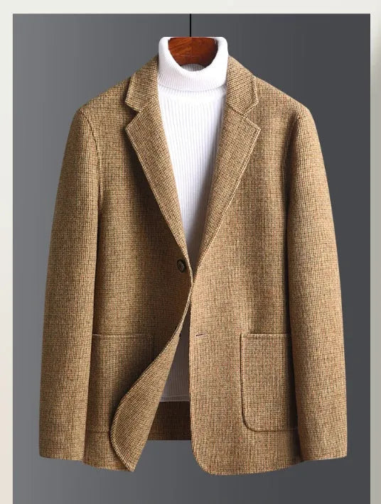 Handmade double-sided cloth suit in woolen plaid, Korean style, two-button front, M-3XL