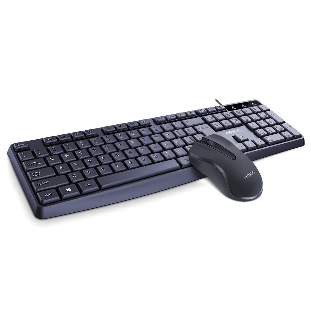 KM-520 black wired keyboard and mouse set with USB cables