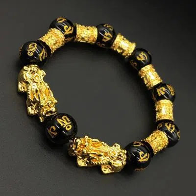 Retro six-character mantra beads bracelet with alloy electroplated finish and zodiac animal modelling