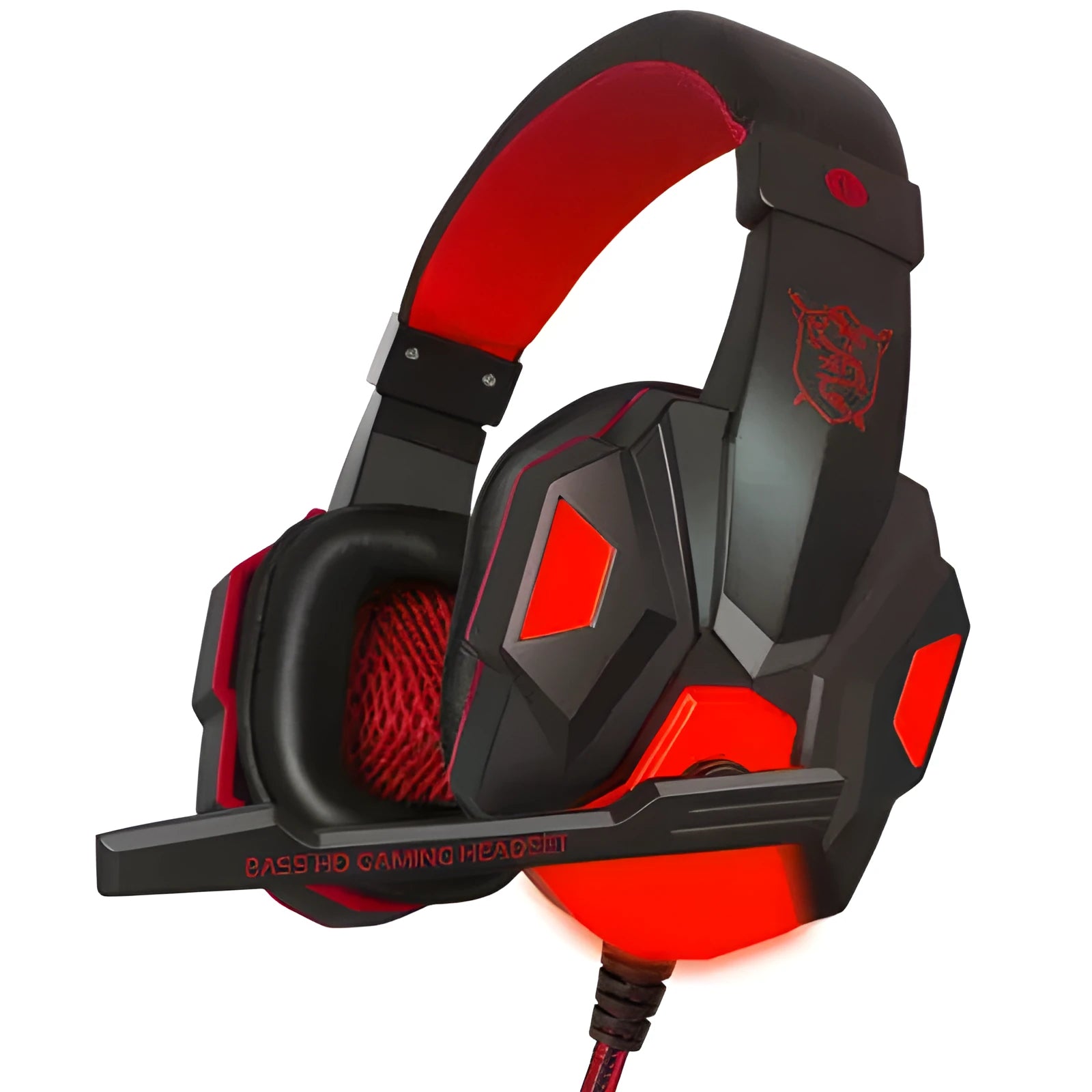 PC780 head-mounted gaming headset with microphone in black blue colour with LED lighting