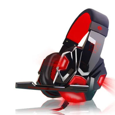 PC780 head-mounted gaming headset with microphone in black blue colour with LED lighting