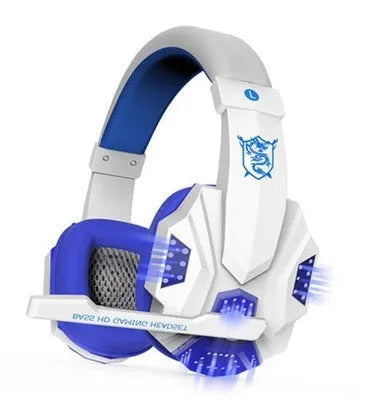 PC780 head-mounted gaming headset with microphone in black blue colour with LED lighting