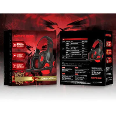 PC780 head-mounted gaming headset with microphone in black blue colour with LED lighting