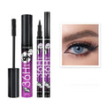 Eyeliner and mascara combo set in black with red blue and purple colour options packed together