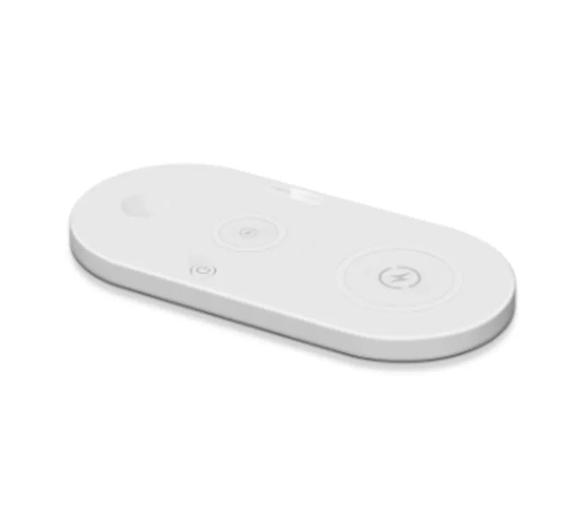 Black desktop wireless charger showing wireless charging pad and USB ports with LED indicators
