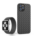 Woven breathable soft TPU iPhone 12 phone case in solid colour options