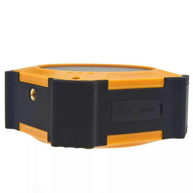 Black or blue waterproof portable Bluetooth speaker with wrist strap for outdoor use.