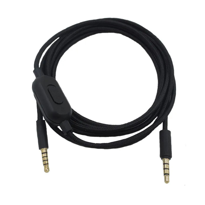Black universal audio replacement cable for gaming headsets and digital products