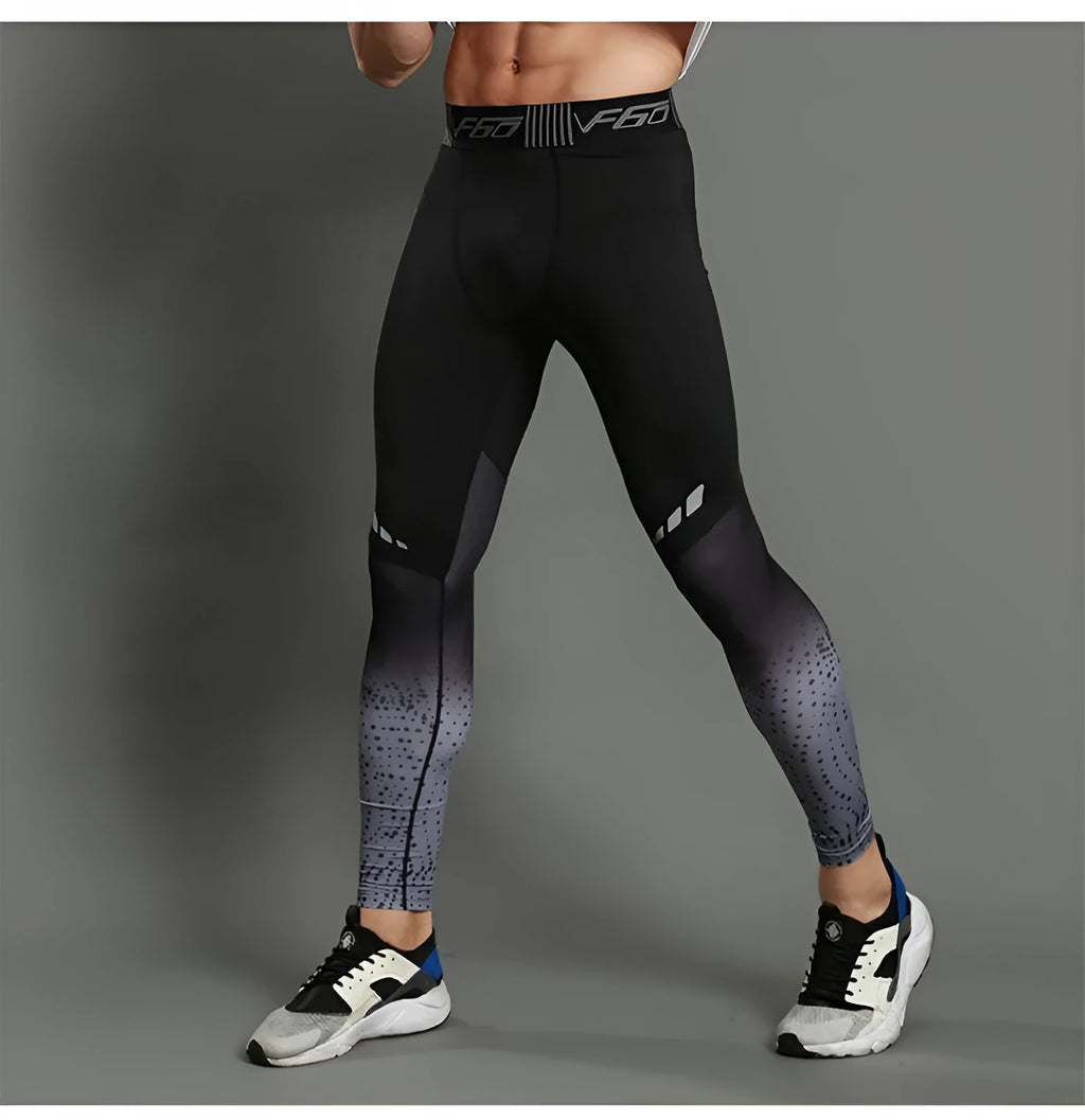 Men's quick-drying compression sweatpants in grey and red, tight fit, sizes S to XXXL