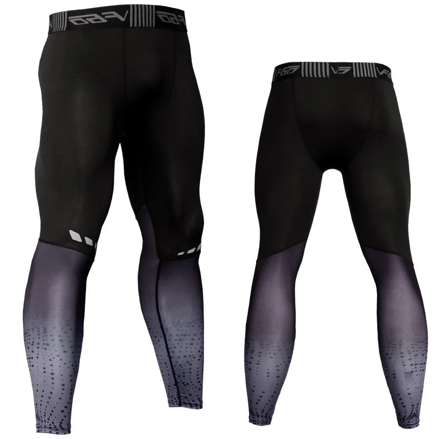 Men's quick-drying compression sweatpants in grey and red, tight fit, sizes S to XXXL