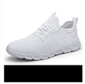 Men's black breathable mesh sneakers with round toe and lace-up design