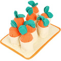 Pull radish puzzle dog toy in orange polar fleece and felt cloth for slow feeding and sniffing training