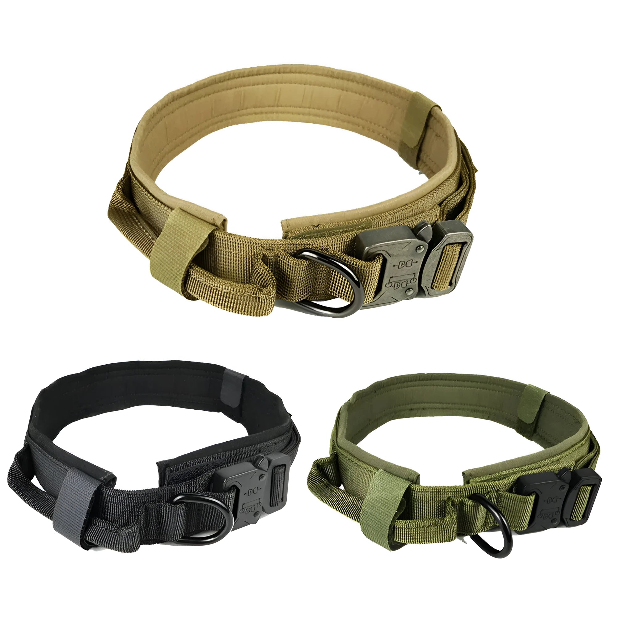 Tactical 600d nylon dog collar for large dogs in black