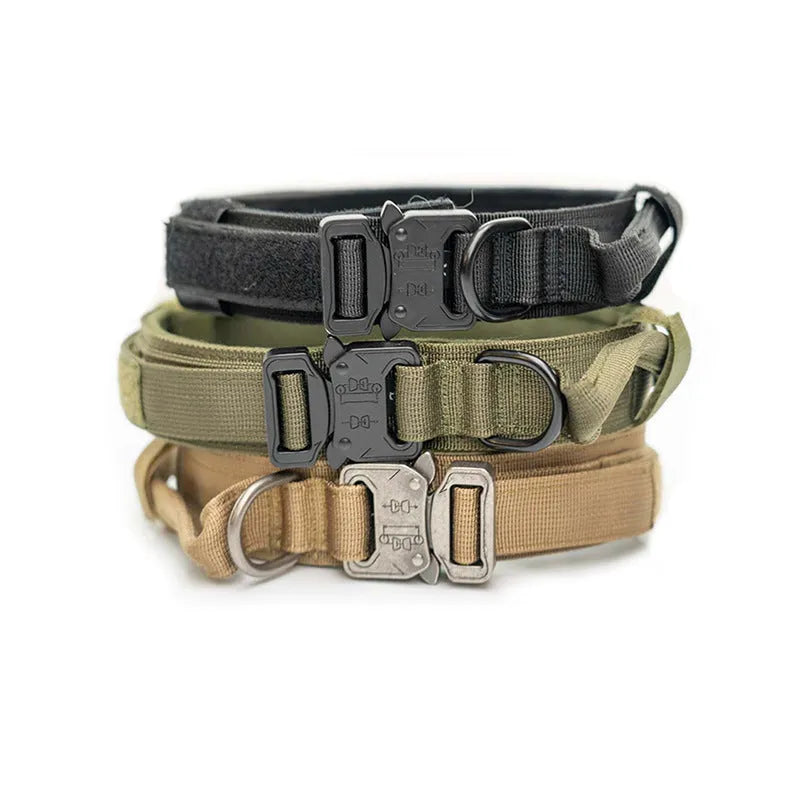Tactical 600d nylon dog collar for large dogs in black