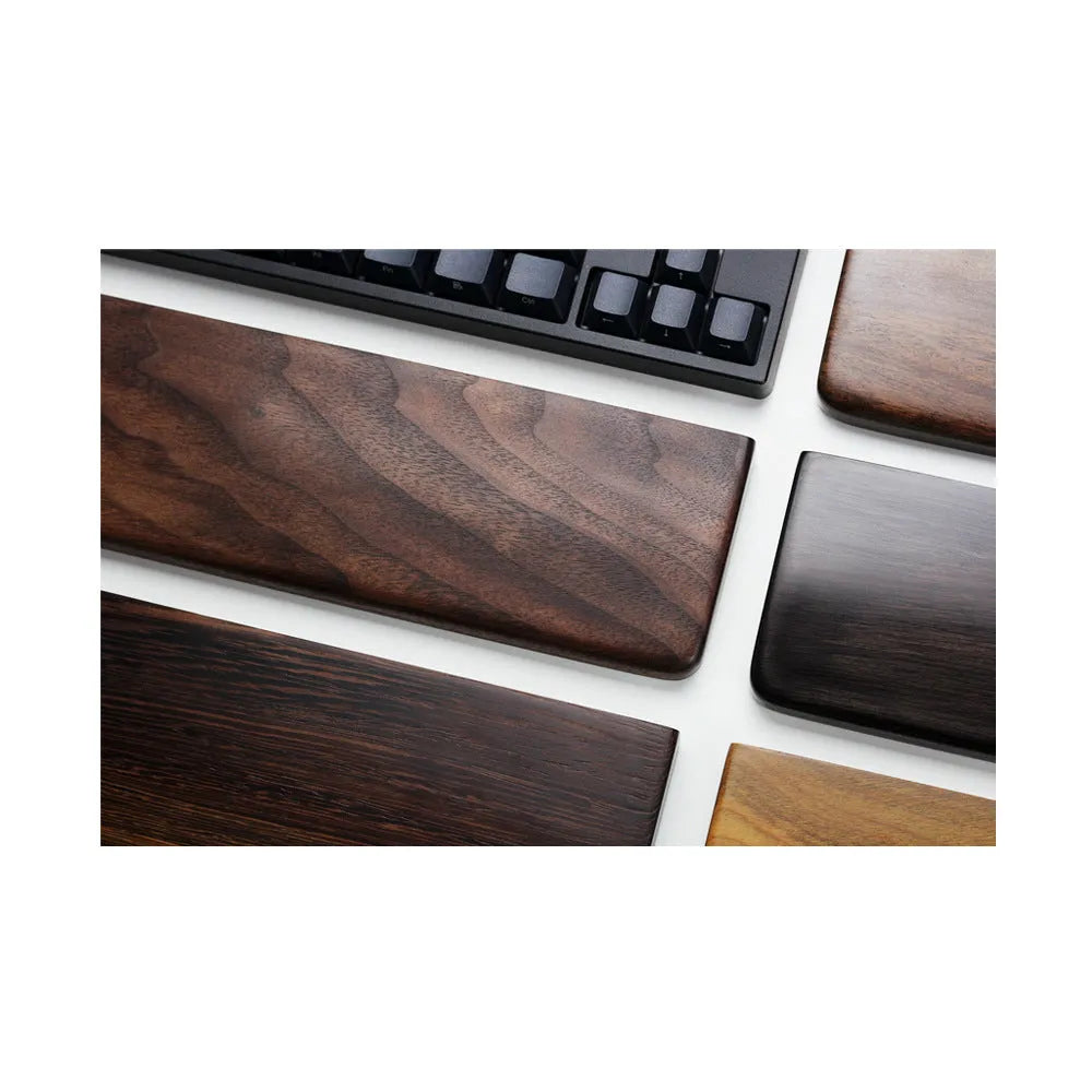Black walnut wooden wrist rest for mechanical keyboards measuring 30cm length