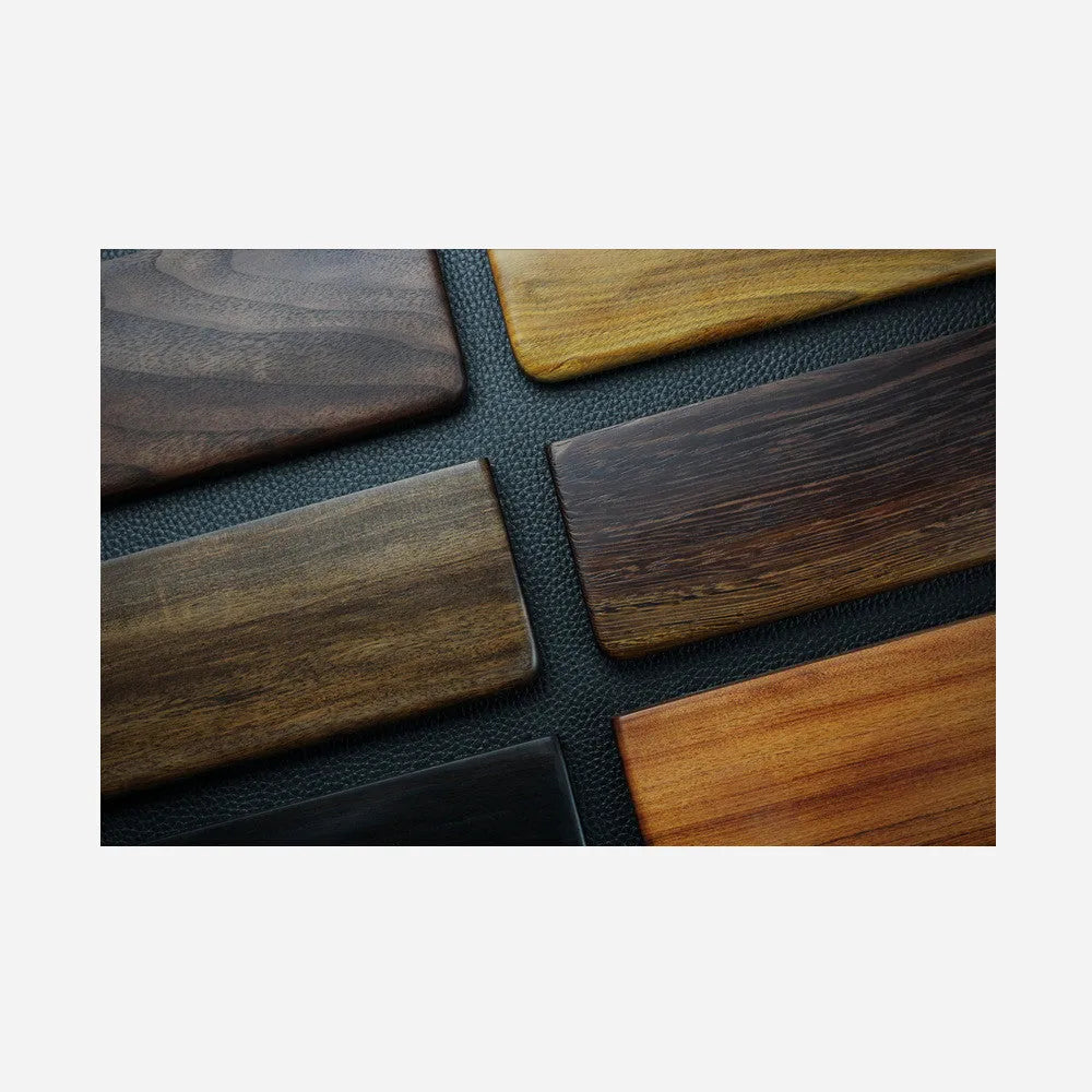 Black walnut wooden wrist rest for mechanical keyboards measuring 30cm length
