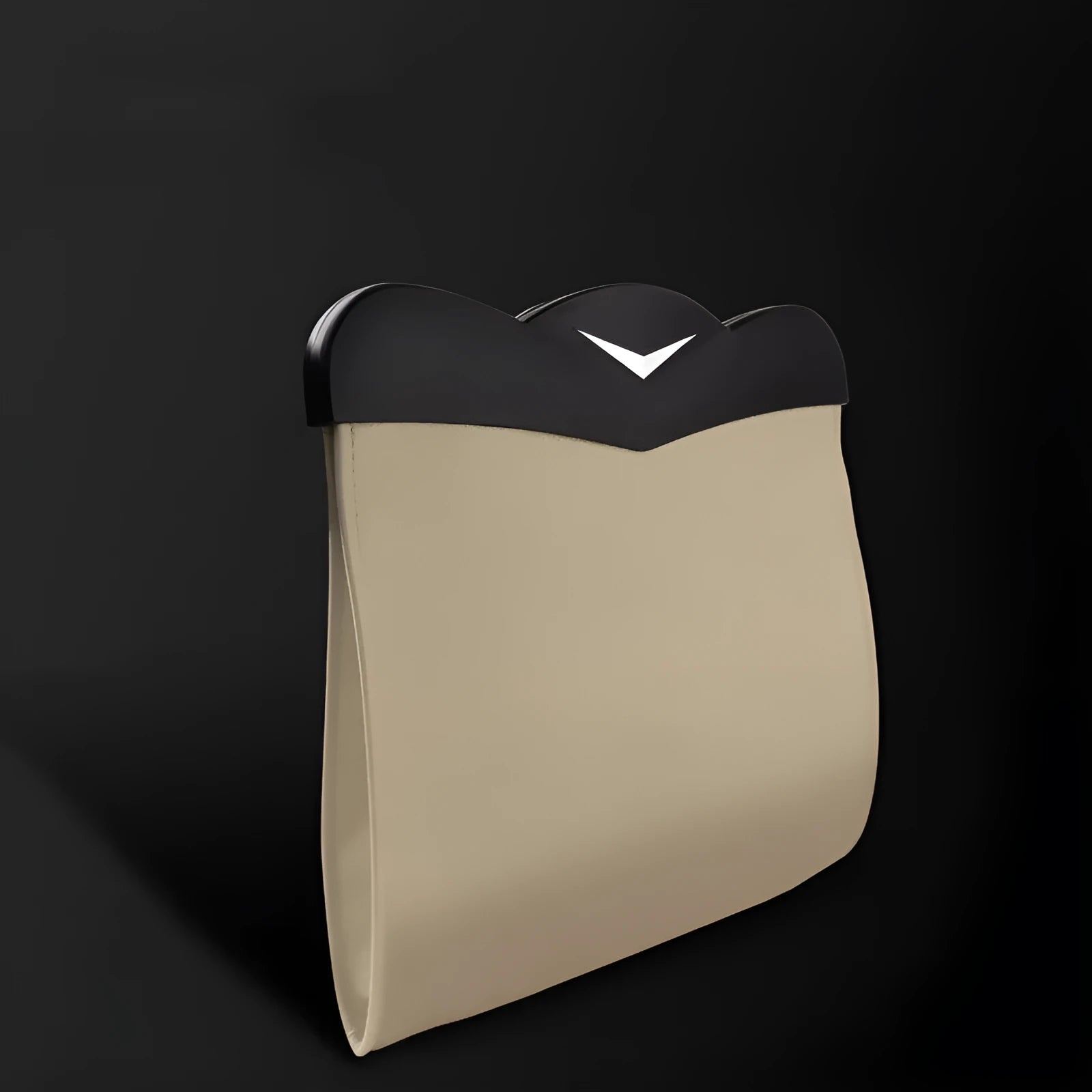 Folding storage car trash bag in beige, rear hanging type for vehicle waste collection