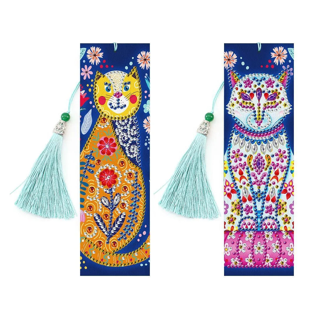 5D diamond painting DIY bookmark kit with pendant charm on 6x21 cm PU canvas.