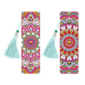 5D diamond painting DIY bookmark kit with pendant charm on 6x21 cm PU canvas.