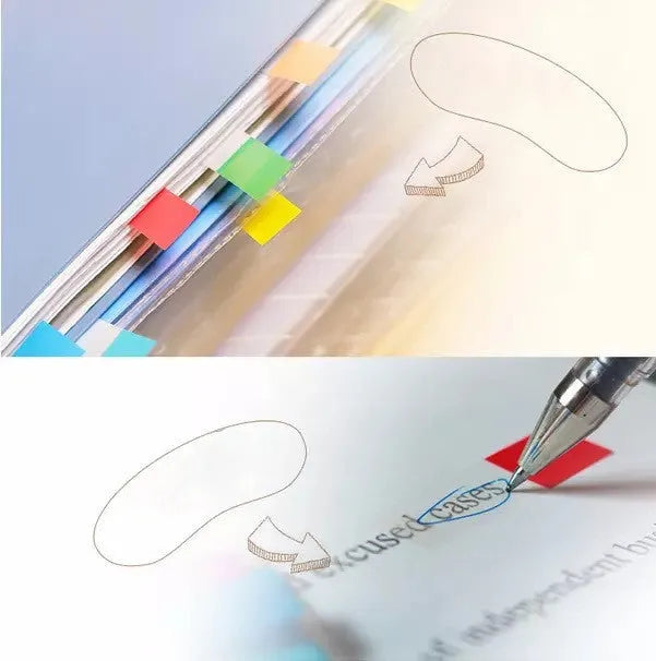 Removable plastic indicator labels in three sizes with mixed colours