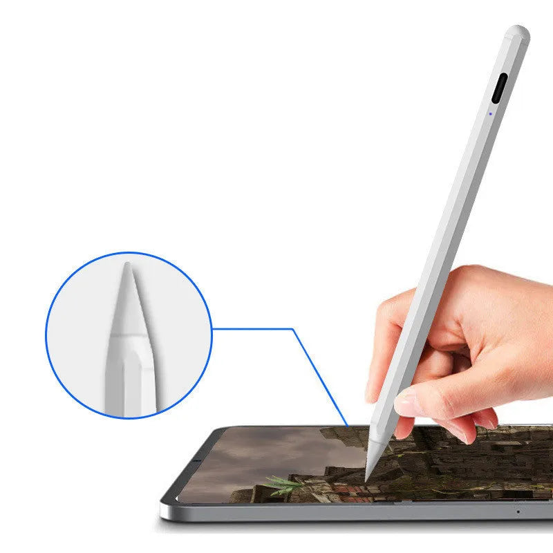 White plastic iPad stylus pen with magnetic suction feature for Apple tablets