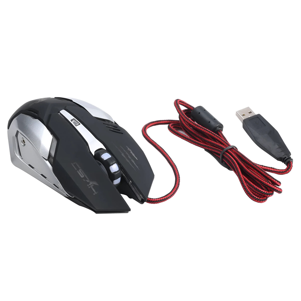 Wired USB optical gaming mouse, matte black, 5500 dpi, six keys, four-way wheel, 13.45 x 7.15 x 4.5cm