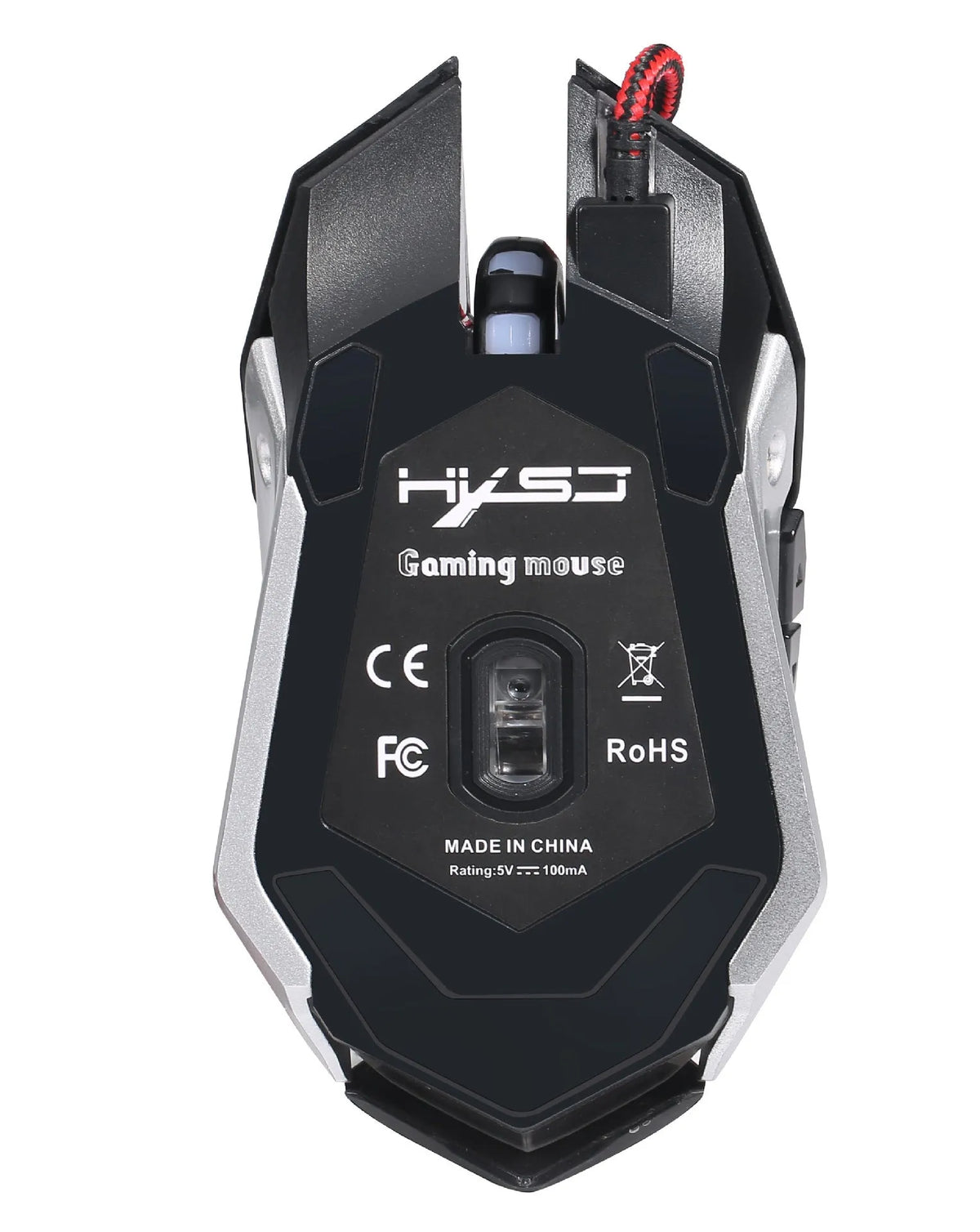 Wired USB optical gaming mouse, matte black, 5500 dpi, six keys, four-way wheel, 13.45 x 7.15 x 4.5cm